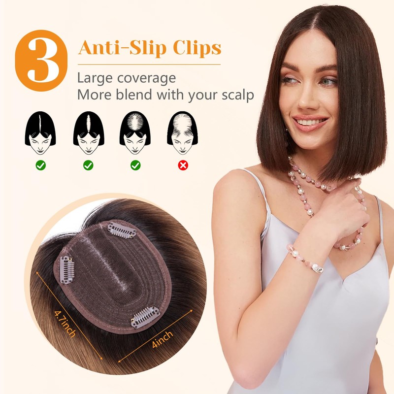 Benehair 100% Remy Human Hair Toppers for Women 12 Inch