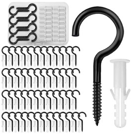 PXBSNB Pack of 50 Screw Hooks Black Stainless Steel Hooks for Screwing Ceiling Hooks Small Wall Hooks for Screwing Hook Screws for Hammocks Awnings Rocking Chairs Fixed Cable Hanging Basket (M3-40 mm)
