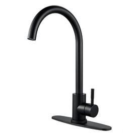 Kohonby Single Handle High Arc Matte Black Kitchen Faucet Stainless Steel Commercial Single Hole Kitchen Sink Faucet, Modern One Hole Bar Sink Faucet with Deck Plate