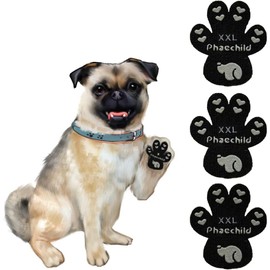Phaechild Dog Paw Pads Anti-Slip Grips,Dog Paw Protectors for Senior Dogs on Hot Pavement,Provides Traction to Keep Them from Slipping on Smooth Floors 12 sets-48 Pads Black XXL