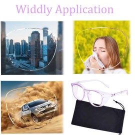 UZUIBANG Safety Glasses for Women, Anti Fog Safety Goggles Comfortable Blue Light Blocking UV Protective for Adult Nurse Purple