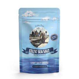 1lb Celtic Sea Salt - (454g) | 100% Organic Unrefined Celtic Salt | Rich in 82+ Essential Minerals | Hand Harvested Light Grey Coarse Celtic Salt Crystals from France