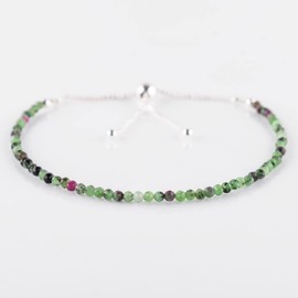 Natural Ruby Zoisite Gemstone Beads Bolo Bracelet, Adjustable Slider Box Chain, Energy Stones, Chakra Healing Crystals, Silver Plated, Birthstone, Gemstones Women Jewelry, Anniversary Gift