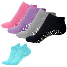 5 Pairs Stopper Socks Women Men ABS Socks House Socks Non-Slip House Socks Yoga Socks Non-Slip Non-Slip Slipper Stopper Socks for Ballet, Pilates, Hospital, Fitness, 1
