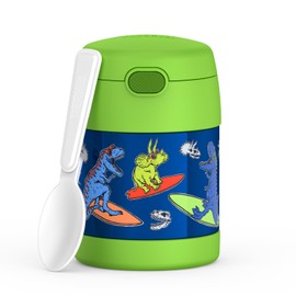 THERMOS FUNTAINER Insulated Food Jar, 10 Ounce, Kid Friendly Food Jar with Foldable Spoon, Daring Dinos