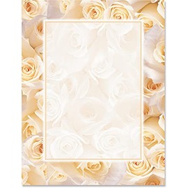 Paperdirect Timeless Elegant Cream Roses Engagement Graduation Valentine Theme Stationery, Border Paper, Letterhead 8.5 x 11, 25 sheets, Elegant Premium Writing Paper, Decorative Printer Paper