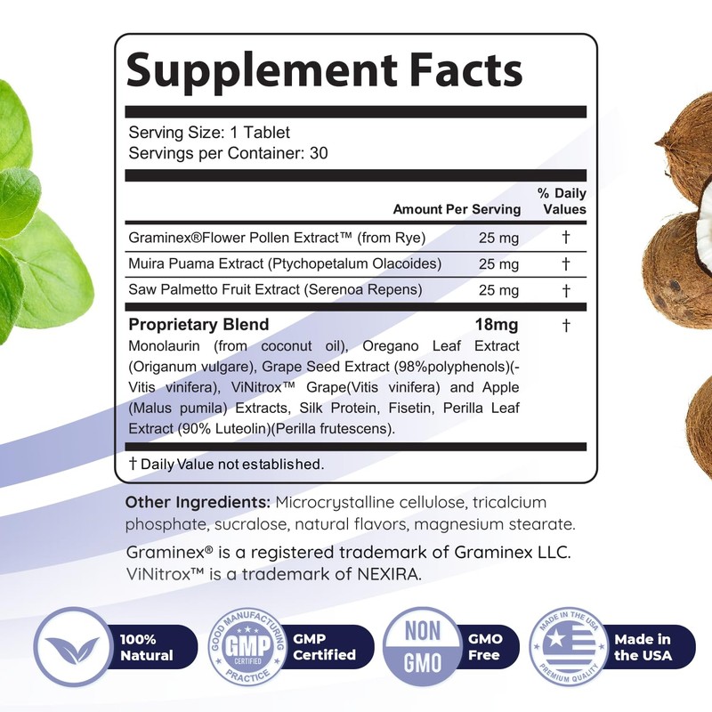 FlowForceMax Herbal Support Supplement - Natural Plant-Based Formula with Saw