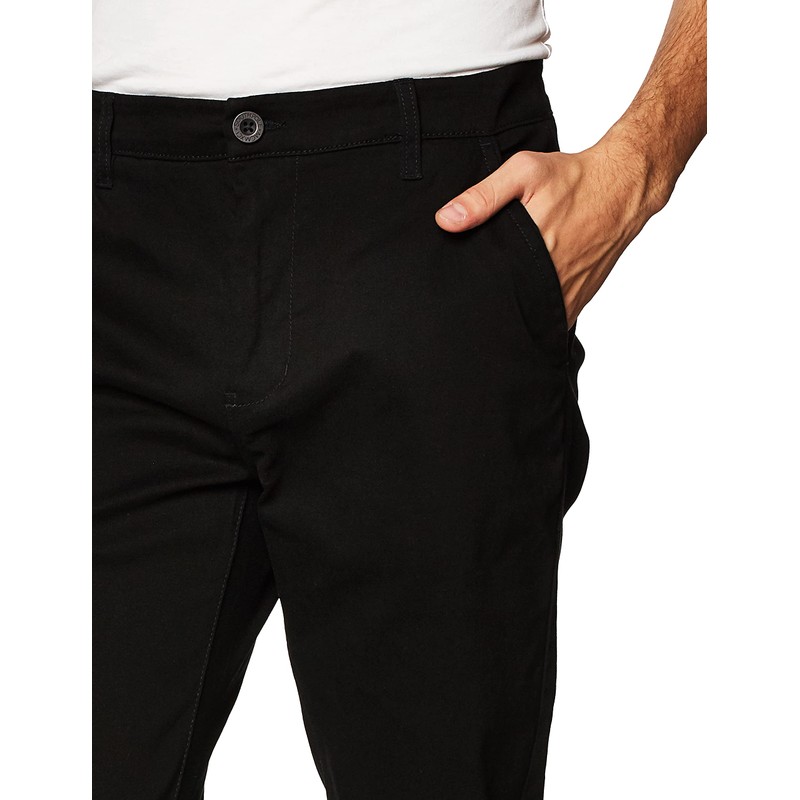 Southpole Men's Flex Stretch Basic Long Chino Pants, Black, 36X32