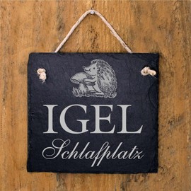 Hedgehog Sleeping Place Sign Slate Engraved Garden Sign Decorative Hedgehog Sleeping Place Sign 11 x 11 cm