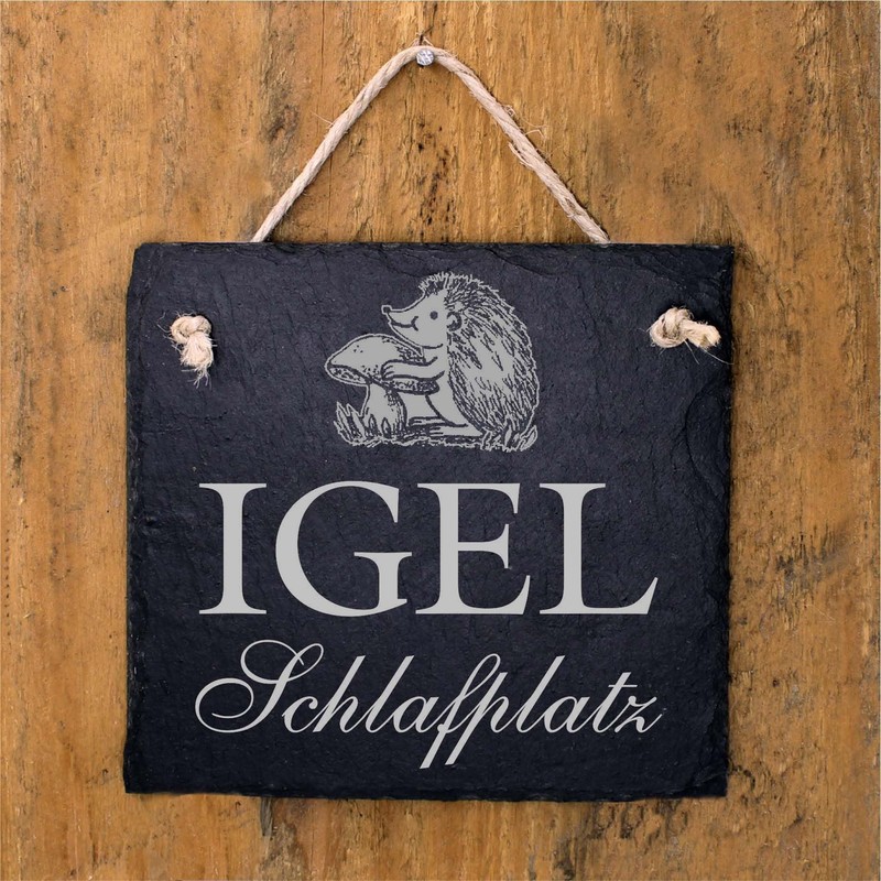 Hedgehog Sleeping Place Sign Slate Engraved Garden Sign Decorative Hedgehog