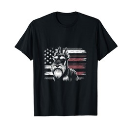 Miniature Schnauzer American Flag USA Flag T-Shirt