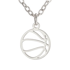 TEAMER Basketball Necklace Dainty Basketball Pendant Stainless Steel Unique Basketball Jewellery for Basketball Trainers Athletes Basketball Lovers, Stainless Steel