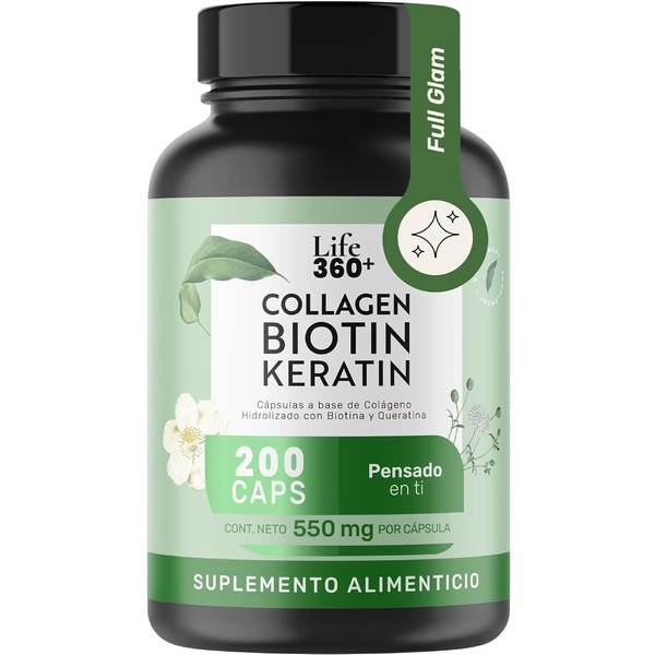 LIFE 360 Collagen Biotin Keratin 200 Cpsulas Biotina, Queratina y