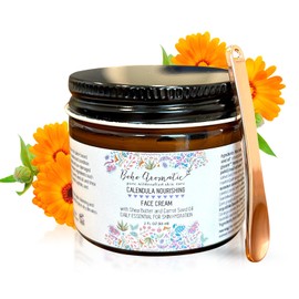 Boho Aromatic Calendula Nourishing Face Cream for Dry Skin, Natural & Organic Facial Cream, Hydrating and Moisturizing skin care product, Vegan Face Cream, Facial Moisturizer for Dry Skin
