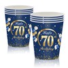 MORAINJAY 70th Birthday Paper Cups, Pack of 16 Blue with