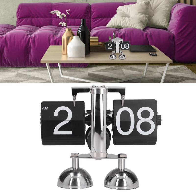 Flip Clock Quartz Movement High Accuracy Retro Style Stainless Steel