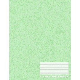 4 Line Notebook: Four Lines Notebook For Handwriting | 4 Line Composition Notebook | School, College, Students, Office | Pastel Green Cover With Grung Background : Large Size 8.5x11 Inches