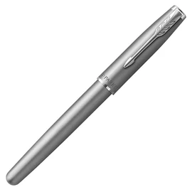 PARKER Sonnet Essentiel Rollerball Pen Stainless Steel Chrome Trim Fine Black Refill - Gift Box