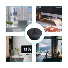 2 Pcs 2 Inch (50mm) Cable Grommet, Flexible Desk Hole Cover, Flexible Desk Grommet, Flexible Desk Grommets, Flexible Desk Cord Grommets, Flexible Desk Cable Grommet (Black)