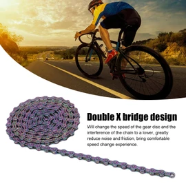 11 Speed Bike Chain, 116 Links Steel Bike Chain with 2 Quick Link Chain Connector Rainbow, Bike Chains Suitable for Moutanin Bike Road Bike