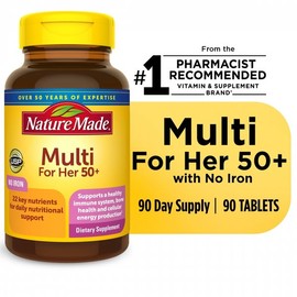 네이처메이드 50세 이상의 여성을 위한 종합 비타민, 철분 정제 없음, 90정 Nature Made Multivitamin for Women Over 50, No Iron, 90 Tablets