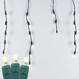 Novelty Lights Christmas LED Icicle Light Set, Warm White, Wide Angle 5MM, Green Wire, 7.5' Long, 70 Light