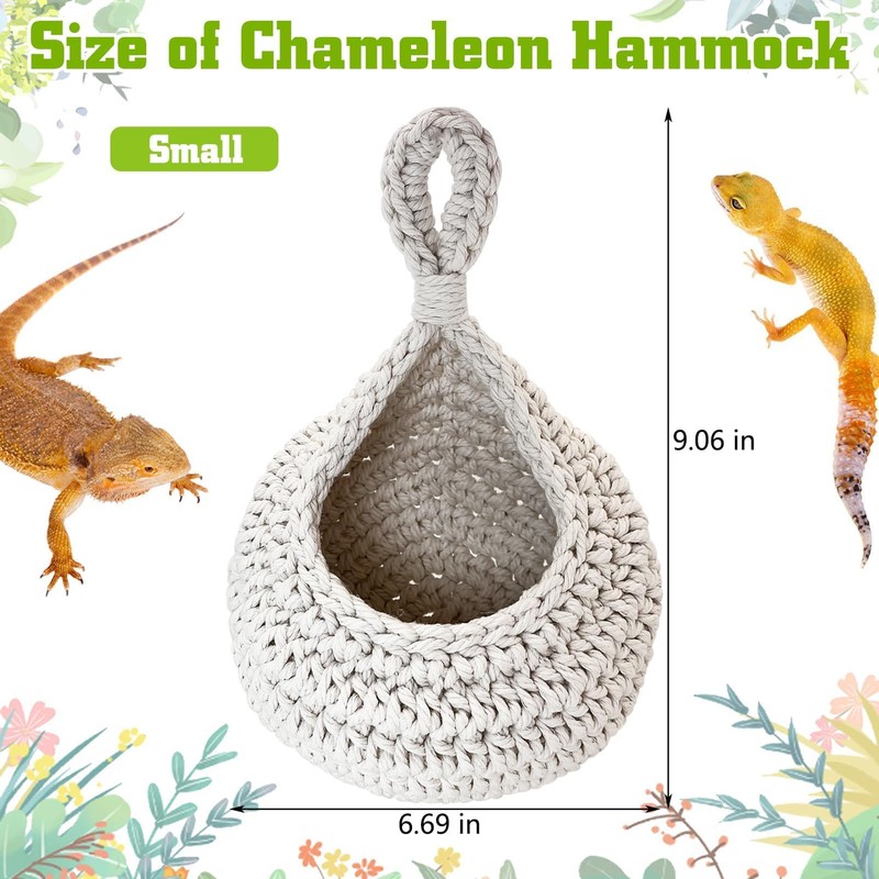 PINVNBY Bearded Dragon Hammock, Wall-Mounted Snake Hammock with Adhesive Hook