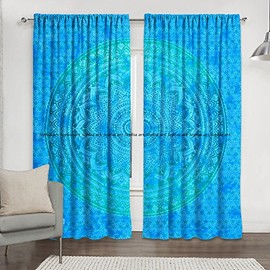 Sophia-Art Indian Tye Dye Ombre Mandala Hippie Curtains Bohemian Psychedelic Window Curtain Indian Drape Handmade Curtain Panel