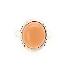 Natural Peach Orthoclase Moonstone 925 Sterling Silver Unisex Ring Size 8