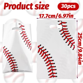 Zi Lan 30 x Baseball-Partytüten mit Griffen, rot-weiß, Geschenktüten für Kindergeburtstag, Party-Dekorationen, Zubehör