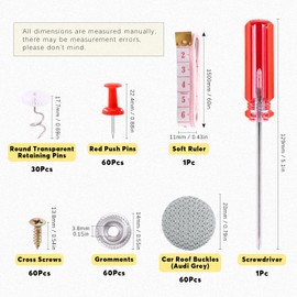 Swpeet 272Pcs Grey Car Roof Headliner Repair Rivets Repair Button with Twist Pins and Installation Tool Kit, Bed Skirt Pins Auto Roof Snap Pins Retainer for Car Roof Flannelette Fixed