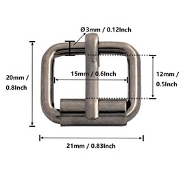 BIKICOCO Roller Buckle, 5/8 Inches Heel Rolling Bar Buckles for Bags Leather Webbing Straps, Gunmetal - Pack of 50