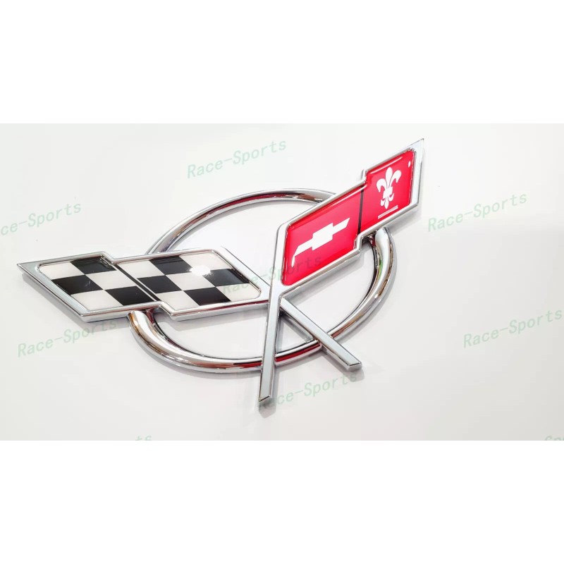 AUTO 2PCS Chrome Front Bumper Rear Deck Lid Cross Flags