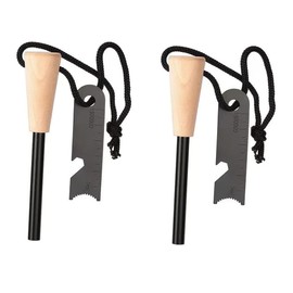 2 Pack Fire Starter Survival Tool, Flint and Steel with Ferro Rods Fire Starters for Campfires, Outdoor Bottle Opener, and is Suitable for Emergency fire Making in Wild Camping, Hiking and outings.
