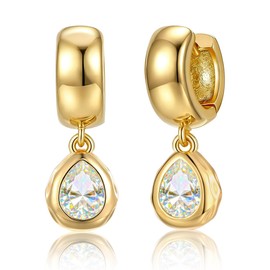 POAIIU Chunky Gold Earrings for Women Dangle Drop 14K Plated Huggie Hoop CZ