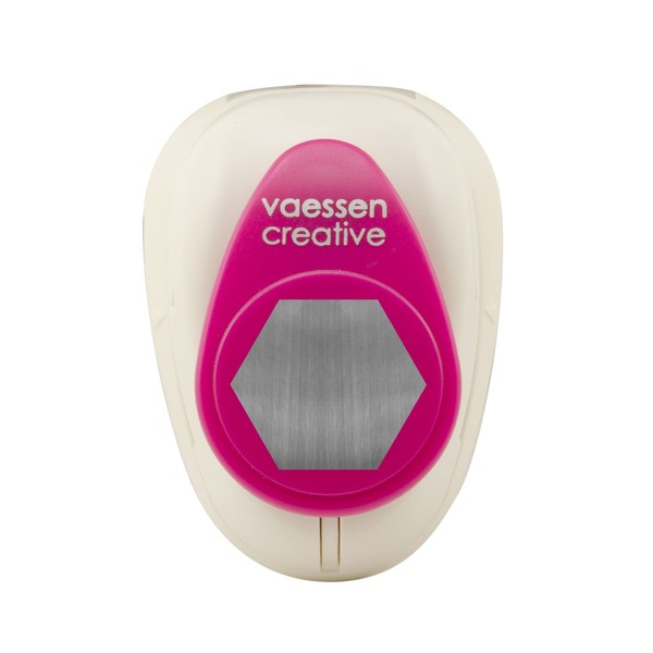 Vaessen Creative Craft Paper Punch, Hexagon, 2.5 cm, for DIY Projects, Scrapbooking, Card Making and More, White/Pink