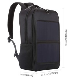 TOZLU 5V 14W Solar Panel Power Backpack Large capacity Laptop Bag with Handle USB Charging Port Nylon Outdoor Backpack for Hiking, Biking, Running Outdoors sport