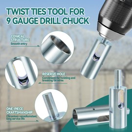 Twist Ties Tool for 9 Gauge Drill Chuck, Fixing Twist Fence Ties Tool Compatible with 3/8" Power Drills Wire Easy Twist Tool for Fixing Chain Link Fence and Loop Fences