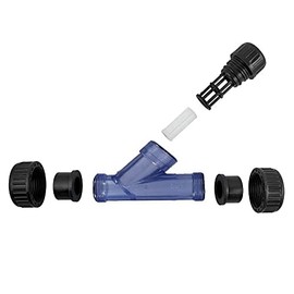 TOMEX 2" Y-Strainer - Clear UPVC Sediment Y-Strainer with True Union, 20 Mesh, Socket Female 2 Inch