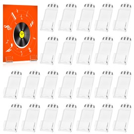 braxan 8 Sets 24 Pcs Vinyl Wall Display, Self-Adhesive Clear Record Holder Wall Mount, No Screws for Album Covers Display and Home Decoration-Single Lp
