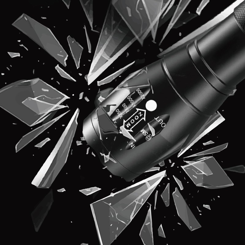 WINDFIRE Red Light Tactical Flashlight, 1 Light Mode, Adjustable Zoom