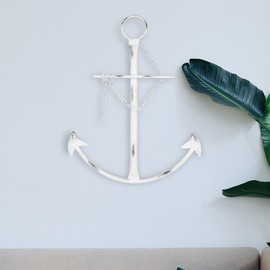 Nautical Anchor Wall Decor, Antique Metal Anchor Art Wall Decor With Chain,Vintage anchor decorations for Bedroom,Living Room,Dorm Home,13in Antique Anchor with Chain Wall Decor, Antique Metal Anchor