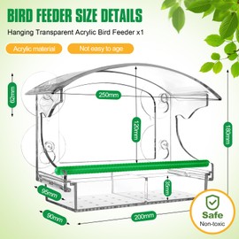 OCR Window Bird Feeder with 4 Strong Suction Cups, Detachable Seed Tray, Easy-Fill Design - Perfect for Bird Watching, Easy to Clean, Weatherproof - Attracts Various Colorful Birds