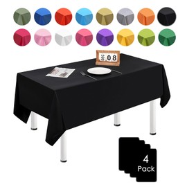 MORAINJAY 4Pcs PEVA Black Tablecloths,137x274cm Large Rectangular Table Cover for Birthday Party, Solid Color TableCloth for Outdoor Picnic,Waterproof,Wipe Clean Oil-proof Table Cloth for Home Dinner