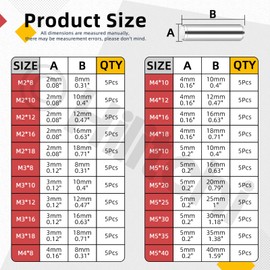 Hilitchi 110PCS Dowel Pin M2 M3 M4 M5 304 Stainless Steel Shelf Support Pegs Cylindrical Shelf Support Peg Pin Rod Fasten Elements for Fixing a Component's Position Join Components