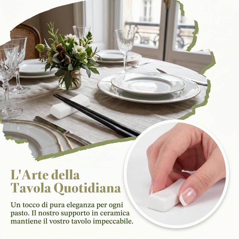 Toyvian Supporto Poggia-Bacchette in Ceramica Bianca 12 Pezzi, Porta-Couverts Piccolo