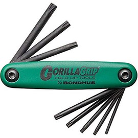 Bondhus GorillaGrip 12634 Star-Tipped Screwdriver Set in Fold-Up Snap Holder,Green