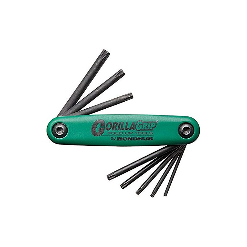Bondhus GorillaGrip 12634 Star-Tipped Screwdriver Set in Fold-Up Snap Holder,Green