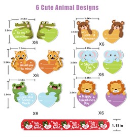 CCINEE Valentine's Day Slap Bracelet Set,32pcs Animal Heart Snap Bracelet Wristband and 36pcs Gift Cards for Kids School Classroom Gift Exchange Party Favor Supply