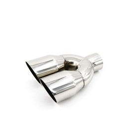 RP Remarkable Power, Fit for 2.5 Inch Inlet 2x3.5" Outlet 10" Overall Length Stainless Steel Weld-On Dual Round Angle Exhaust Tip Duo Layer 2.5"X(3.5"X2) X10" EXT42